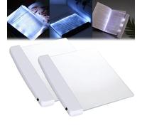 ZANWANXIN Multifunctional LED Flat-Panel Night Vision Reading Lamp, Led Panel Reading Light Flat Book, Flat Book Light, Book Page Light, Booklights for Reading in Bed at Night (White 2PCS)