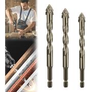 ZANWANXIN New Four-Flute Sawtooth Eccentric Drill Bit, Eccentric Drill Bit Set, High-Strength Eccentric Twist Drill Bit, Titanium-Coated Design Drill Bit, Efficient Drill and Tap Set (6+8+10mm)