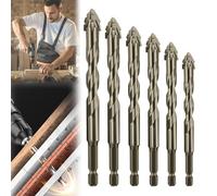 ZANWANXIN New Four-Flute Sawtooth Eccentric Drill Bit, Eccentric Drill Bit Set, High-Strength Eccentric Twist Drill Bit, Titanium-Coated Design Drill Bit, Efficient Drill and Tap Set (4+5+6+8+10+12mm)