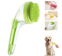 ZANWANXIN Pet Bath Brush with Soap Dispenser, Pet Bath Brush with Shampoo Dispenser, French Bulldog Bathing Brush Bross de toilettage for small animals (Green, Fine bristle brush)