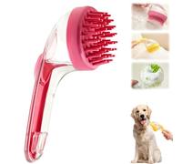 ZANWANXIN Pet Bath Brush with Soap Dispenser, Pet Bath Brush with Shampoo Dispenser, French Bulldog Bathing Brush Bross de toilettage for small animals (Red, Coarse bristle brush)