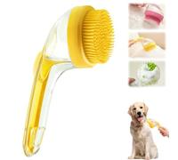 ZANWANXIN Pet Bath Brush with Soap Dispenser, Pet Bath Brush with Shampoo Dispenser, French Bulldog Bathing Brush Bross de toilettage for small animals (Yellow, Fine bristle brush)