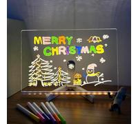 ZANWANXIN Pizarra LED Acrílica Creativa y Reescribible Con Colores - Tablero de Mensajes Luminoso, Dibujo y Notas (11.8 * 7.9in)