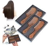 ZANWANXIN Walnut Wood Hair Comb, Walnut Wooden Comb, Two Pack Wooden Hair Comb with Handle, Walnut Wide Tooth Comb, Handmade Wood Comb, Wooden Hair Combs for Women, Anti Static Comb (2Set)