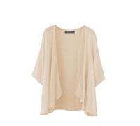 ZANZEA Kimono de gasa para mujer, cárdigan abierto al frente, capa transparente para natación, playa, blusa envolvente, beige, L