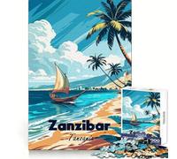 Zanzíbar, Tanzania︰ Escena de Playa Tropical para Adultos Rompecabezas de 1000 Piezas Sharp Recall Calm Recreation Uniform Cut Festive Regalo (38x52cm)