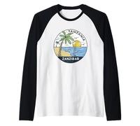 Zanzíbar Tanzania Ilustrado Ocean Beach Vintage Camiseta Manga Raglan