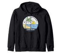 Zanzíbar Tanzania Ilustrado Ocean Beach Vintage Sudadera con Capucha