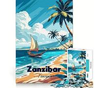 Zanzíbar,Tanzania︰ Rompecabezas con Escena de Playa Tropical,1000 Piezas para Adultos,Juego para estimular la Memoria,Calidad Profesional,Actividad de Corte conmovedora para Compartir en Familia