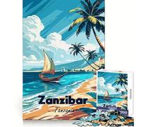 Zanzíbar Tanzania ︰ Rompecabezas de Escena de Playa Tropical de 1000 Piezas para Adolescentes para desarrollar la Memoria y divertirse en el Tiempo Libre Bordes nítidos Regalo Ideal para Las Fiestas