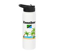 Zanzíbar vacaciones recuerdo playa amante bandera de Tanzania Stainless Steel Insulated Water Bottle