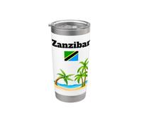 Zanzíbar vacaciones recuerdo playa amante bandera de Tanzania Vaso térmico de acero inoxidable de doble pared
