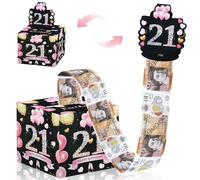 ZAOHUI Hucha de feliz cumpleaños, regalo de dinero en efectivo, regalo de cumpleaños 21, caja de regalo sorpresa para dinero, ideas de regalo de dinero que saca 50 bolsas transparentes para regalar