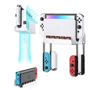 ZAONOOL Soporte de pared para Nintendo Switch y Switch OLED, kit de montaje en pared de metal, almacena de forma segura la consola de interruptor cerca o detrás de la televisión, color blanco