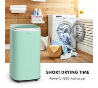 Zap Dry Secadora de ropa 820W 50l Panel de control táctil Pantalla led Verde Klarstein