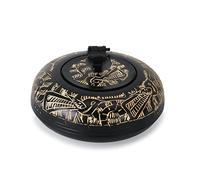 Zap Impex Cenicero de latón hecho a mano con tapa, decoración de Meenakari de color negro, bandeja de ceniza de metal negro/dorado, ZAP-1312