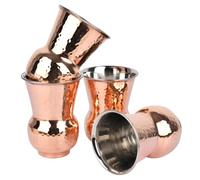 Zap Impex Copper y acero inoxidable accesorios para vasos Mughalai, juego de 4 vasos de cristal de 400 ml de capacidad para servir para el hogar y la cocina