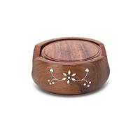 Zap Impex Hermosa montaña rusa de madera 6 piezas Set redondo hecho a mano Posavasos de mesa y soportes decorativos para tazas de té, tazas de café, cerveza, vasos de bar y vasos de agua