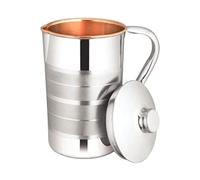 Zap impex Jarra de agua de cobre y acero inoxidable con exterior e interior de cobre puro 1600 ml para servir platos para el hogar y la cocina