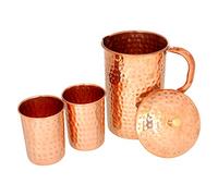Zap Impex Jarra de cobre puro martillado con 2 vasos para la salud, 1600 ml