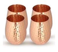 Zap Impex - Juego de 4 Copas de Vino de Cobre Macizo, martilladas Moscow Mule Copper Tumbler