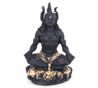 Zap Impex Majestuoso ídolo Shiva negro y dorado - Mahadev Murti meditador para el hogar, la oficina y la puja - Estatua hindú Shiva para decoración espiritual
