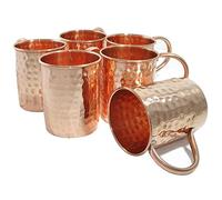 Zap Impex Moscow Mule Copper - Juego de 6 tazas 100% hechas a mano, de cobre macizo puro de grado alimenticio, con mango de tubo, 16 oz de alta calidad