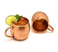 Zap Impex Moscow Mule - Juego de 2 tazas de barril de cobre 100% hechas a mano tazas de cóctel de cobre macizo puro de 16 oz