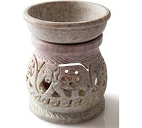 Zap impex Quemador de aceite para velas de té decorativo, portavelas de piedra natural, para aromaterapia, spa, yoga, meditación, difusor de aceites esenciales (elefante de 10 cm)