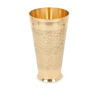 Zap Impex Vaso de latón con diseño en relieve, 600 ml, para lassi, leche, agua y mucho más, 16 cm de alto