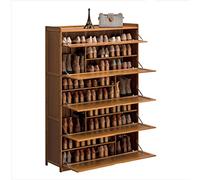 Zapatera de entrada Rack de zapatos de 9 pisos con 5 puertas, gabinete de zapatos de bambú de gran capacidad para entrada, estante de zapatos de almacenamiento grande (100 * 33 * 145 cm) Zapatero