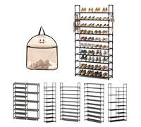 Zapatero, 10 Niveles Organizador De Almacenamiento De Gran Capacidad, Estantería De Zapatos Metalico para 20-45 Pares, Estante Zapatera con Ganchos Laterales Y 1 Bolsa(85 * 28 * 175 cm/10 Tiers)