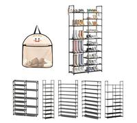 Zapatero, 10 Niveles Organizador De Almacenamiento De Gran Capacidad, Estantería De Zapatos Metalico para 20-45 Pares, Estante Zapatera con Ganchos Laterales Y 1 Bolsa(90 * 28 * 175 cm/10-6 Tier)