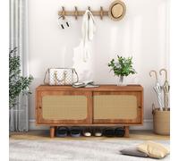 Zapatero 2 puertas estante ajustable, Zapatero pasillo, recibidor, salón, dormitorio, Mueble de madera, Estilo rústico, 104 x 40 x 48 cm, Nogal 104x40x48 cm marrón