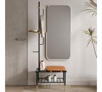 Zapatero 4 en 1 con 6 ganchos con estante para entrada y dormitorio, elegante pasillo, ahorro de espacio, para abrigos y zapatos