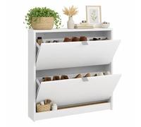 Zapatero Abatible Adaja, Mueble Zapatero con 2 Compartimentos en Color Blanco 71 x 15 x 86 cm