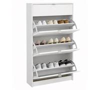 Zapatero Abatible Adaja, Mueble Zapatero con Cajón y 2 Puertas abatibles en Color Blanco 71 x 25 x 102 cm