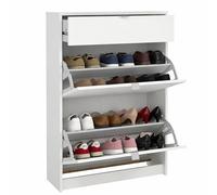 Zapatero Abatible Adaja, Mueble Zapatero con Cajón y 2 Puertas abatibles en Color Blanco 71 x 25 x 102 cm