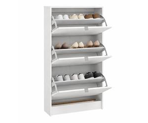 Zapatero Abatible Adaja, Mueble Zapatero de 3 Compartimentos con 2 Niveles en Color Blanco 71 x 25 x 124 cm