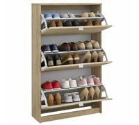 Zapatero Abatible Adaja, Mueble Zapatero de 3 Compartimentos con 2 Niveles en Color Jackson Hickory 71 x 25 x 124 cm