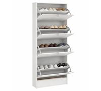 Zapatero Abatible Adaja, Mueble Zapatero de 4 Puertas inclinables Color Blanco 71 x 25 x 162 cm