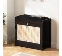 Zapatero acolchado de madera para entrada, sala de estar y pasillo, elegante y funcional zapatero con cojín para decoración del hogar