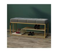 Zapatero acolchado de terciopelo - Marco de metal de 3 niveles Nizer de almacenamiento dorado, diseño de asiento de felpa, muebles de entrada elegantes para zapatos y accesorios