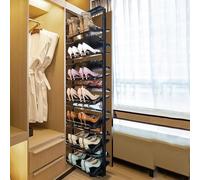 Zapatero ajustable extraíble para armario, organizador vertical que ahorra espacio, zapatero de metal expandible, diseño retráctil para un fácil acceso, ideal para almacenamiento en el hogar