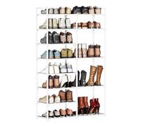Zapatero alto con estante para guardar zapatos, zapatero de bambú de varios niveles para zapatos planos, botas, tacones, zapatillas, gran organizador para entrada, estante vertical para ahorrar espaci