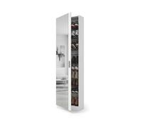 Zapatero alto de 1 puerta con espejo en blanco brillo 180x50 cm roma blanco brillo 50 x 180 x 20 cm