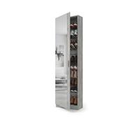 Zapatero alto de 1 puerta con espejo en gris cemento 180x50 cm roma gris cemento 50 x 180 x 20 cm