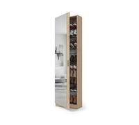 Zapatero alto de 1 puerta con espejo en roble canadian 180x50 cm roma roble canadian 50 x 180 x 20 cm