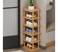 Zapatero alto de bambú, estante vertical estrecho para pasillo y sala de estar, almacenamiento de 5 niveles con acabado natural (25 x 23 x 96 cm), perfecto para entrada y armario