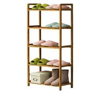 Zapatero alto y estrecho de bambú de 5 niveles para entrada, pasillo, dormitorio, apartamento, estante de almacenamiento independiente para puerta, solución de ahorro de espacio